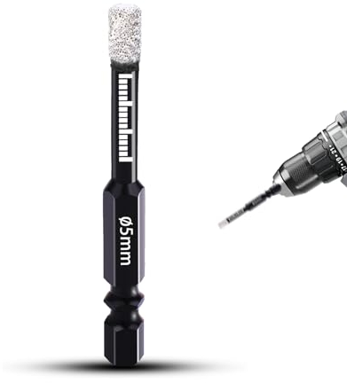 Diamantbohrer 5mm Fliesenbohrer Glasbohrer Sechskantschaft Feinsteinzeug Bohrer für Keramik Granit Glas Porzellan Fliesen Inkelschleifer