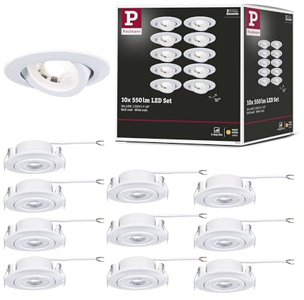 Paulmann 99995 LED Einbauleuchte 3-Step-Dim 10er-Pack schwenkbar 82mm 70° 10x4,8W 10x450lm 230V 3000K Weiß