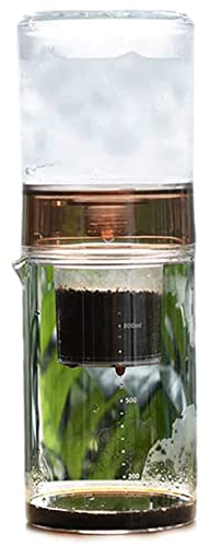 GUOQDAMI Caffettiera a sifone alla moda, caffettiera a freddo con filtro a rete in acciaio inossidabile, vetro resistente al calore ad alto borosilicato Caffettiera Pour Over