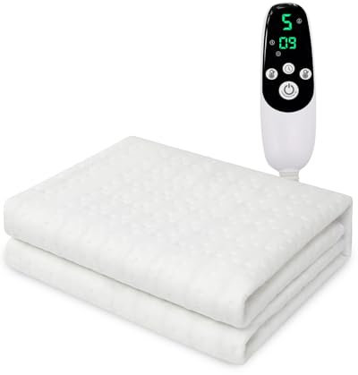 KALAHOL Premium Comfort Electric Blanket, Heated Underblanket 150 x 80cm, Heated Blanket Single With 9 Heat Settings & 12 Timing Settings, Machine Washable, Auto Shut off, White