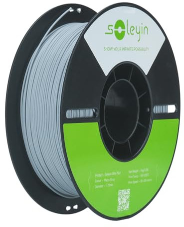 SOLEYIN Ultra PLA Matte Filament 1.75mm Grau, 3D Drucker Filament 1kg Hochgeschwindigkeit 30-300mm/s Umweltfreundliche, für die meisten 3D-Drucker Creality Ender K1 K1C K2 plus (Matte Grau)
