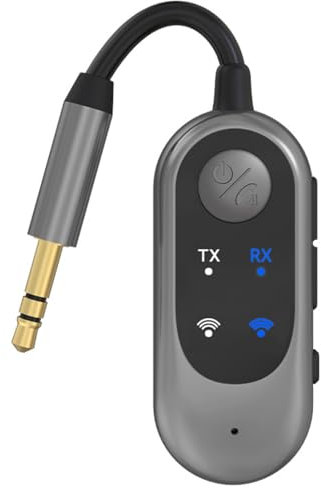 CERFFOOL 2-i-1 FM, Bluetooth 5.3-sändarmottagare, för bil, TV, hem, stereo, mottagare för bilradio, AUX, 3,5 mm, Bluetooth-adapter, handsfree-splitter, sändare, trådlös musik