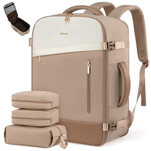 LOVEVOOK Ryanair Handgepäck 40x30x20, 24L Travel Handgepäck Rucksack für Damen, Erweiterbares Design, Ryanair Rucksack, Reiserucksack Cabin Bag für Eurowings, Wizz Air - Khaki