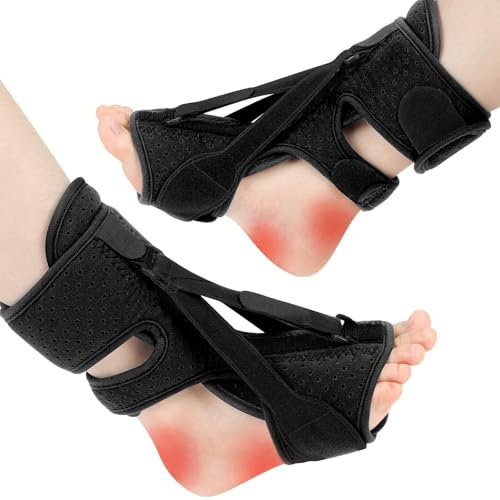 SWRCEYJH Stecche Notturne per Fascite Plantare, Tutore Tendine D'achille con 3 Cinghie Regolabili e Imbottitura in Schiuma Supporto per Fascite Plantare e Tendinite di Achille