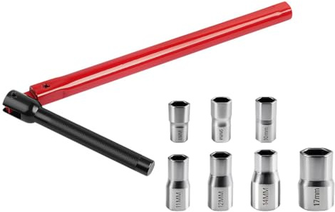 Abiyou Llave Tuerca Grifo, 8 Piezas Herramienta de Instalación de Grifos, 8-17MM Llave para Grifos de Fregadero, Llave de Tuerca para Grifo, Llaves para Grifo de Fregadero,para Reparación Grifos(Rojo)