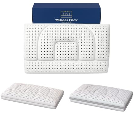 Wellness Pillow Milano Orthopädisches Nackenkissen aus Memoryschaum, in zwei Höhen erhältlich, niedrig und hoch, Anti-Schnarchen, lindert Schmerzen, milbendicht, antiallergisch (niedrig: 12 cm)