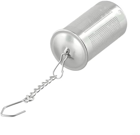 Eawfgtuw Bola infusora de té de acero inoxidable con colador de malla extrafina, cadena y gancho para aflojar para hojas de té o especias, resistente a la corrosión y fácil de