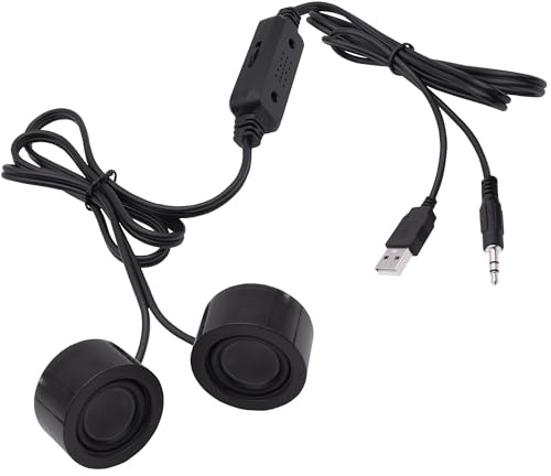 YARCHONN USB Mini Computer Speakers for Desktop Laptop Small PC Speakers USB-Powered 3.5mm TRS Stereo Jack with Volume Control Adjustment for MP3 Phone-1.2M/3.9FT