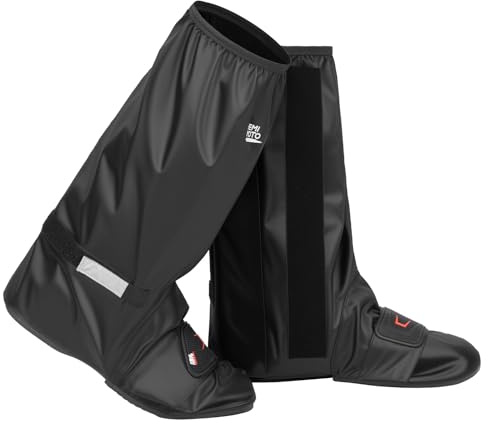 KEMIMOTO Copriscarpe Impermeabili con Protezione Cambio Moto, Copriscarpe Antipioggia Riutilizzabili Bici con Suola Antiscivolo e Dettagli Riflettenti per Pioggia Neve o Fango