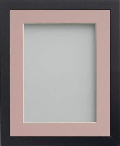 Frame Company Allington Black 8x6 Frame with Pink Mount for 6x4 | Fits a 6x4 image with mount or a 8x6 image without mount, Frame size 8x6, Overall approx 9.6x7.6, Real Glass Front