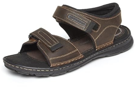 Rockport Men's Darwyn Quarter Strap Platform Slide Sandal, Brown Ii Leather, 9 M US