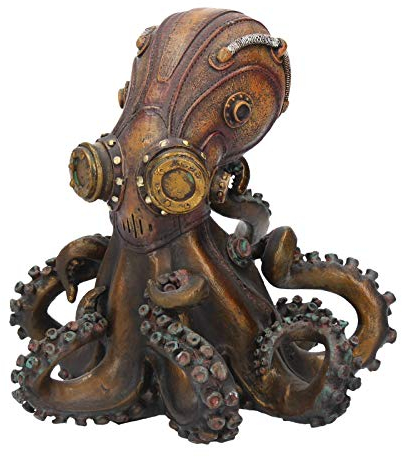 Nemesis Now Steampunk Octopus Figurine, Resin, Bronze, 15 cm