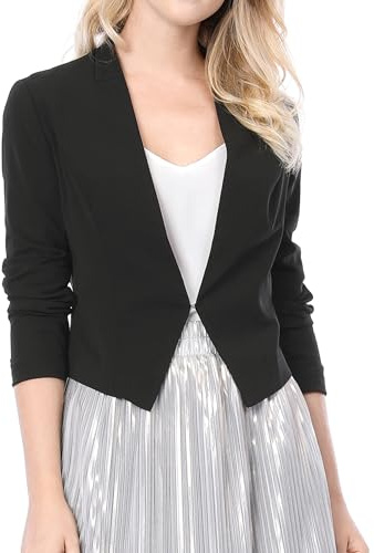 Allegra K Womens Collarless Cropped Blazer Business Casual Suit Jacket