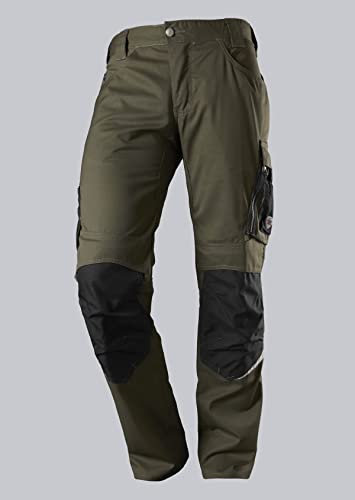BP 1998-570-7332 Arbeitshose mit Kniepolstertaschen - Schlanke Silhouette - Elastischer Rückengurt - 65% Polyester, 35% Cotton - Kurze Passform - Größe: 54s - Farbe: oliv/schwarz