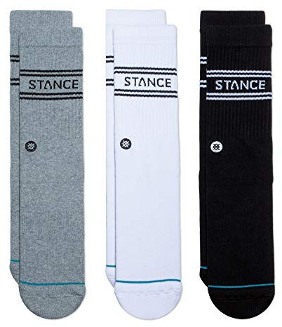Stance Basics Crew Socks 3 Pack, Multi Cotton Blend Mid-Calf Socks for Men & Women | Cushioned Comfort with Arch Support & Reinforced Heel & Toe | Lightweight & Breathable Socks for Trainers, Medium