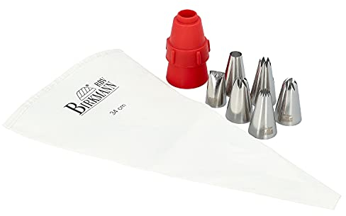 RBV Birkmann, 410879, Set, waschbar, Spritzbeutel, Adapter & 6 Tüllen, Edelstahl, weiß, silber, rot…