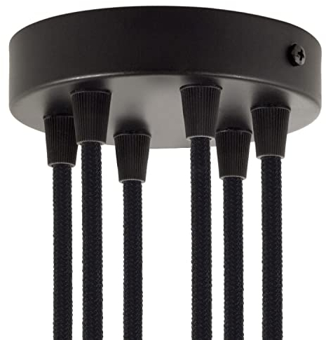 creative cables - Kit rosone cilindrico in Metallo a 6 Fori - Conico, Nero