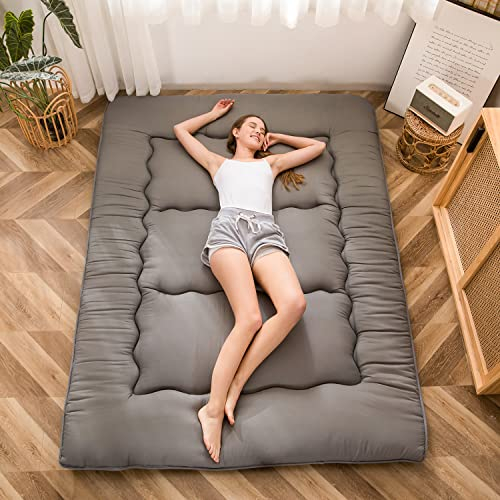 MAXYOYO Klappmatratze Futon Matratze Bodenmatratze Gepolsterte Japanische Tatami Gesteppte Bett, Dicke Faltmatratze Schlafmatte Rollmatratze Bodenliege Gästematratze (Anthrazit, 135x190 cm)