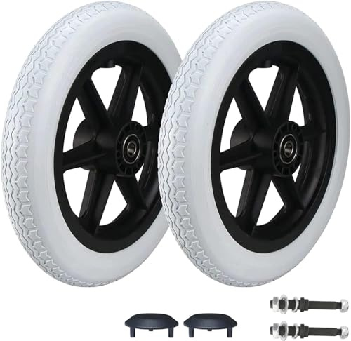 NLAVW Conjunto de Ruedas traseras para Silla de Ruedas de 12 Pulgadas, 12 1/2 x 2 1/4, 2PCRuedas de Repuesto, neumático sólido Gris, Accesorios de Rueda Trasera