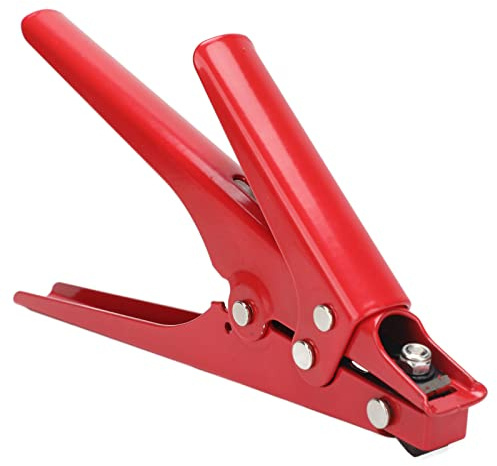 Pistola para Sujetacables, Alicates de Apriete con Tensión Ajustable para Fijar y Cortar Bridas de Nailon, Trabajos Eléctricos, Construcción de Edificios (Rojo)