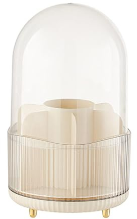 Porta-pennelli da trucco, porta pennelli da trucco, organizer per pennelli da trucco, con coperchio trasparente, 360 contenitori girevoli antipolvere per cosmetici