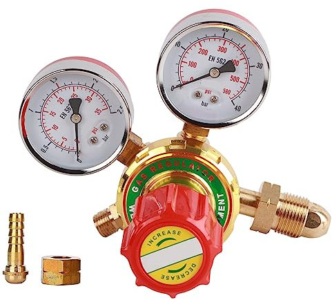 Gas Regulator Acetylene Regulator Gas Pressure Reducer Welding Gas Gauges Meter Acetylene Pressure Reducer for Gas Torch Welding Cutting Kit G5/8 CGA580 (60# export acetylene 5/8