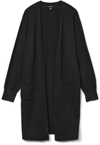 VERO MODA Cardigan Lungo da Donna con Tasche a Maniche Lunghe, Nero, M