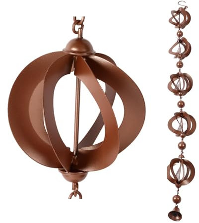 Chaîne De Pluie Suspendue, Chaînes De Pluie en Fer De 42,52 Pouces, Chaînes De Gouttière, Chaîne De Pluie Creuse Rotative, Chaîne d'eau De Pluie Chaînes De Pluie Suspendue en Métal