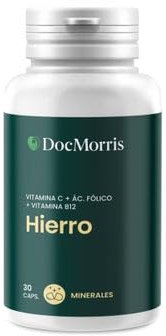 DocMorris Hierro 30 Cápsulas | Con Vitamina C y Ácido Fólico | Alta Absorción | Contra el Cansancio y Fatiga | Apoyo Inmunitario y Formación de Glóbulos Rojos