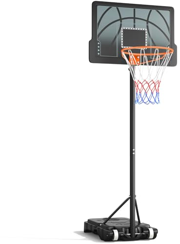 Yohood Basketballkorb Outdoor Kinder,Basketballkörbe mit Ständer Höhenverstellbar 110-210cm,Tragbarer Basketballkorb Indoor/Outside Wetterfest Schwarz