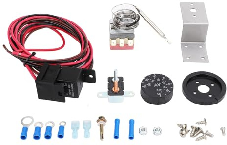 Kit de Cables de relé de Control de Termostato de Ventilador Eléctrico, Sensor de Acero Inoxidable Ajustable, Ajuste Universal para Coche y Camión