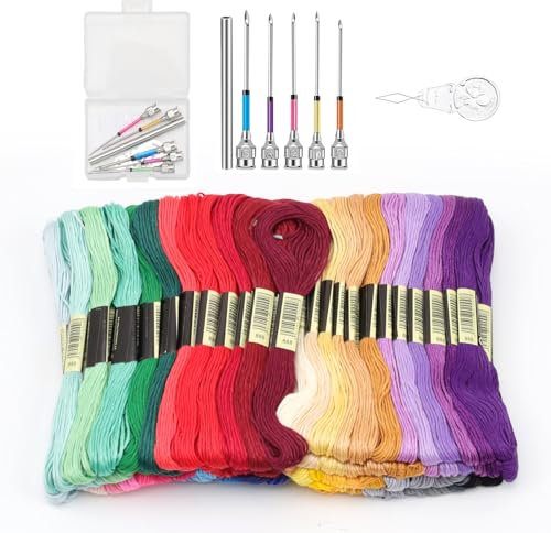 Stickgarn Set 100 Stück, 8m Stickerei Set mit Nadeln & Aufbewahrungsbox, PHMING Bunt Stickgarn für für Stickerei, Kreuzstich, Bastelbedarf & DIY-Projekte
