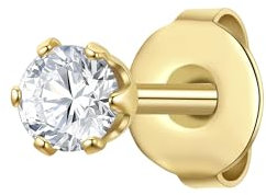 True Rebels Herren Ohrstecker aus Edelstahl gelbgold Zirkonia weiß 1 Stück