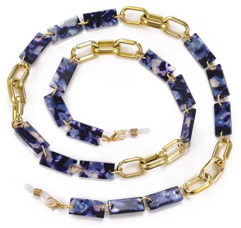 Dreamtimes Acrylic Eyeglass Chain Regolabile leggero Eyewear Retainer per donne uomini colore varietà Sunglass Chain (Blu-3)