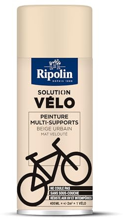 RIPOLIN, Solution Vélo, Aérosol Peinture, Finition Mate, Format Spray pour une application rapide, Ne coule pas, Riche en pigment, Résiste aux UV et conditions extérieures - Beige Urbain - 400 ml