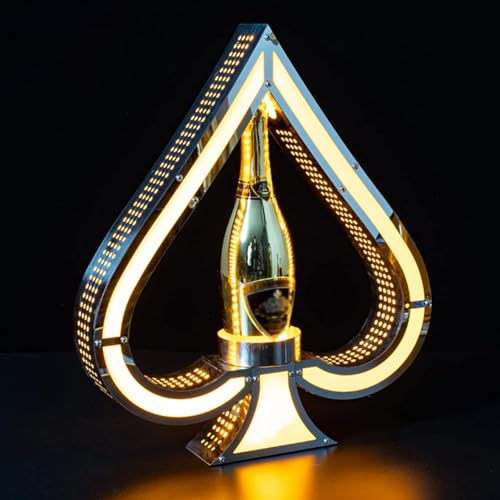 lilishangmao Espositore per Bottiglie di Champagne, Vino Luminoso Espositore per Bottiglie - Luce Gialla Calda, Materiale Acrilico + Acciaio Inossidabile, Design Ricaricabile, per Bar/Feste/Discoteca