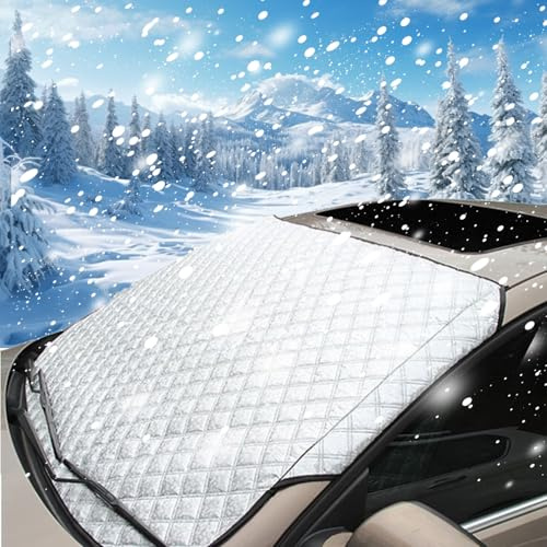 Copertura Parabrezza Auto Invernale Universale,Pieghevoli Copri Parabrezza Auto per Specchietto, Antipolvere, Antighiaccio, Anti-UV, Resistente a Neve,per Maggior Parte dei Veicoli, 150 x 100 cm