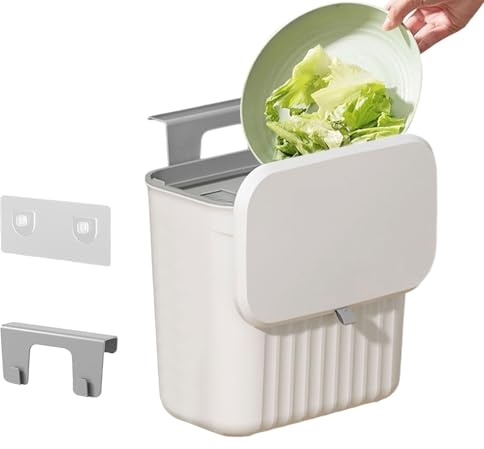 Cestino Spazzatura Sospeso - Organico | Pattumiera Compatta Appendibile Con Coperchio, Contenitore Rifiuti Alimentari Per Ufficio Sotto Lavello Mobile Armadio Appartamento