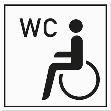Hinweisschild WC Behindertengerecht – Toilettenschild barrierefrei – Alu-Dibond, Aufkleber, Reflektorfolie oder Magnetschild – verschiedene Größen (Aufkleber, 10 x 10 cm)