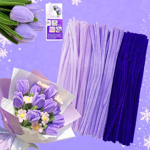 ROEOWENE 300pcs Scovolini Colorati per Lavoretti Fili di Ciniglia Scovolini Pipa Cleaner Pipe Cleaner Strisce Pulisci Tubi Bastoncini Filo di Ciniglia Peluche per Artigianato-Viola sfumato