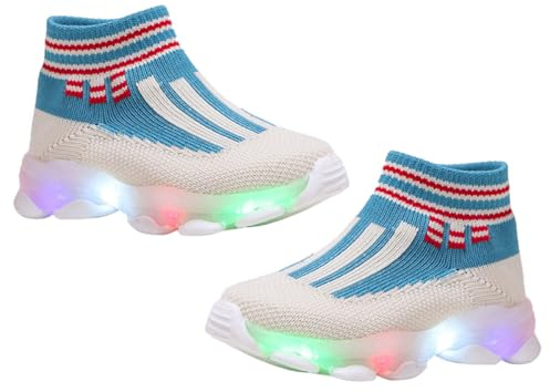 BESPORTBLE Scarpe Luminose per e Bambine LED Sneakers Traspiranti in Rete e Suola Antiscivolo Calzini Sportivi per Stagioni Fredde Autunno e Inverno per Interni ed Esterni