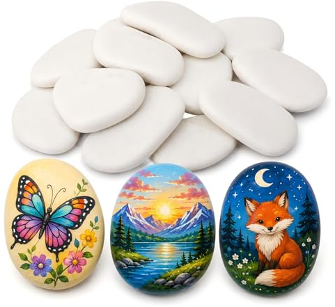 Fyhqwf 20 Piezas Guijarros Pintados - Piedras Planas Grandes Pintadas - Piedra Decorativas Naturales - Piedras Creativas Para Pintar, Para NiñOs Y Adultos, Ideal Para Decorar El Hogar Y El JardíN