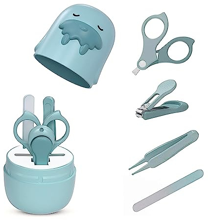 Cuidado de Bebe,Set de Manicura Bebe,Kit de Aseo para Bebés,Juego de Cortaúñas para Bebé,Limas de Uñas Bebe,Tijeras para Uñas Bebe,Set de Uñas para Bebe (Oso verde)