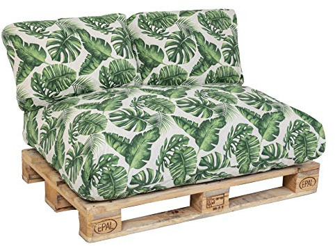 VIP HOGAR Set 3 Cojines desenfundables para palets (1 Asiento + 2 respaldos) (Palmito)