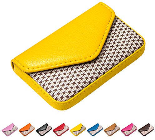 Padike Visitenkartenetui aus Leder, mit Magnetverschluss, Schwarz (Gelb)