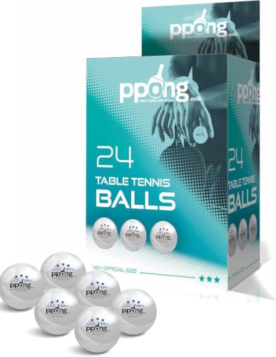PPong Ping Pong Balls 24 Pack – 3 Star Professional Table Tennis Balls 40+mm, Premium ABS Material, Durable Competition & Training Balls for Indoor Outdoor Play