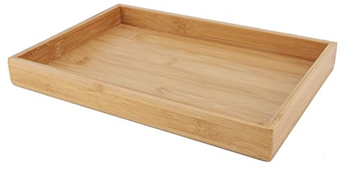 Plateau de Service, Plateau en Bambou Plateau Rectangulaire de Style Japonais Plateau de Service de Thé, Plateau de Service en Bois pour la Nourriture, le Petit Déjeuner, le Dîner, la(28*19.5*3 cm)
