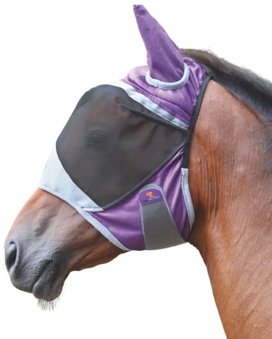Shires FlyGuard Pro Deluxe Fly Mask With Ears - Purple Extra Full