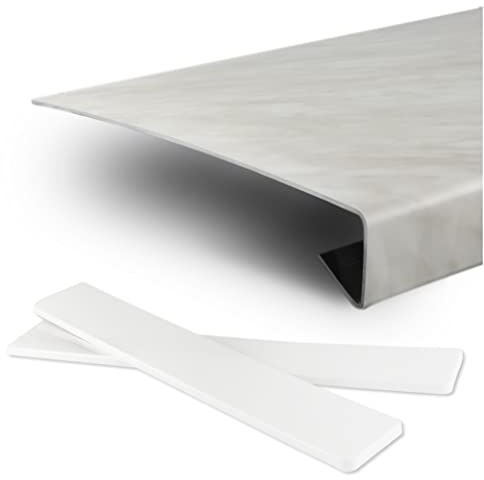 TJ Fensterbank Verkleidung in Marmoroptik I 38 x 50 cm I Dicke 3,5 mm I pflegeleichte PVC Fensterbrett-Abdeckung mit Seitenabschluss I Fenstersims Renovierung kratzfest & feuchtigkeitsundurchlässig