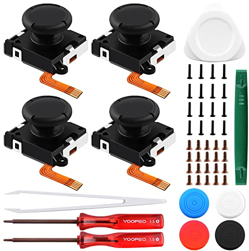 GeeekPi Original Guli Hall Joystick for JoyCon Replacement,No Drifting,Electromagnetic Stick,50% Power Saving,Highly Precise Response,Replaceable Stick Cap,for Nintendo Switch OLED Repair (2Pair)